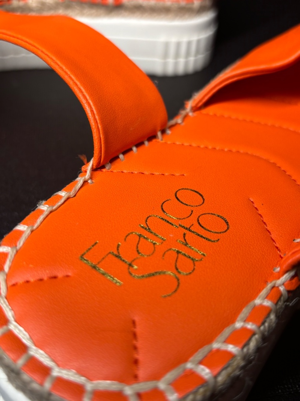 Franco Sarto Neon Orange Leather Platform Espadrille Sandals Size 6 - Picture 10 of 14